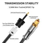 24K Gold-Plated Toslink to Mini Cable - 1.5ft