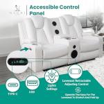 Wireless Charging Reclining Home Theater Loveseat with Speakers
