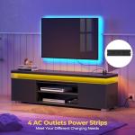Rolanstar LED TV Stand with Power Outlet, Black