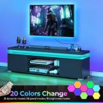 Rolanstar LED TV Stand with Power Outlet, Black