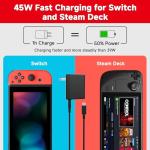 45W Fast Charger for Nintendo Switch with 10ft Cable