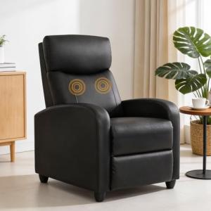 Massage Recliner Chair with Lumbar Support, Black
