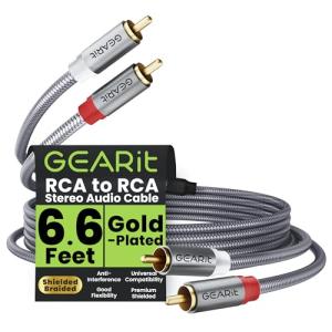6.6FT Braided RCA Male Stereo Audio Cable