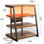 Besiost Rustic Brown Media Stand with LED Lights