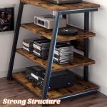Besiost Rustic Brown Media Stand with LED Lights