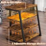 Besiost Rustic Brown Media Stand with LED Lights