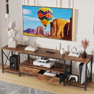 Rustic Brown TV Stand for 65-75 Inch TVs