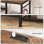 Rustic Brown TV Stand with Power Outlet and Shelves