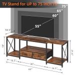 Rustic Brown TV Stand for 65-75 Inch TVs