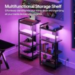 HOOBRO 4-Tier Media Stand with LED and Charging