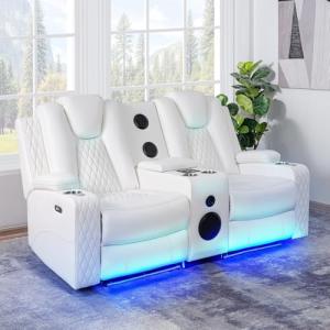 Naomi Home Chicago Motion Loveseat with LED Lights
