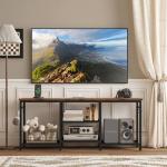 Rustic Brown TV Stand with Power Outlet and Shelves