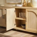 Walker Edison Coastal Oak 4-Door Buffet Sideboard