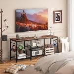 Rustic Brown TV Stand with Power Outlet and Shelves