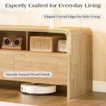 LUXOAK 70" Curved Edge Wood TV Stand