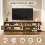 LUXOAK 70" Curved Edge Wood TV Stand