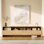 LUXOAK 70" Curved Edge Wood TV Stand
