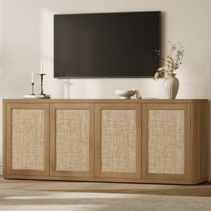 SICOTAS Rattan TV Stand for 65-70 inch TVs