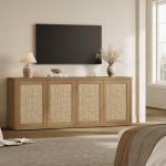 SICOTAS Rattan TV Stand for 65-70 inch TVs