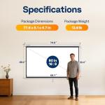 VIVOHOME 80 Inch Pull Down HD Projector Screen