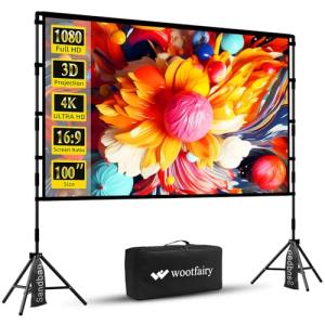 100-Inch Portable Projector Screen with Stand