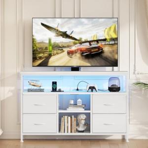 Sweetcrispy LED TV Stand with 4 Drawers