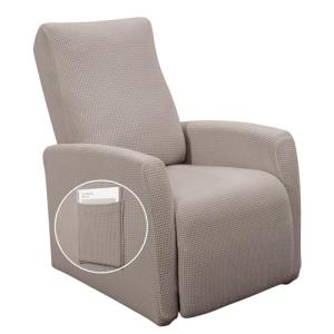 4-Pack Jacquard Recliner Chair Covers, Khaki