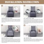 4-Pack Jacquard Recliner Chair Covers, Khaki