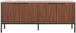 SAFAVIEH Lylia TV Stand for up to 65" Flatscreen – Walnut Brown & Black, 4 Doors with Interior Storage, Entertainment Media Console Cabinet (MED9623A)