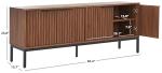 SAFAVIEH Lylia TV Stand for up to 65" Flatscreen – Walnut Brown & Black, 4 Doors with Interior Storage, Entertainment Media Console Cabinet (MED9623A)