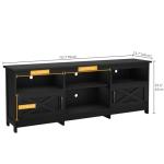 DWVO Farmhouse TV Stand with Power Outlets & LED Lights, Entertainment Center for TVs up to 80", TV Console with Storage Cabinets & Open Shelves for Living Room (Black)
