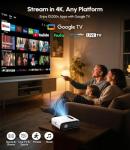 Ultra HD Google TV Projector 4K , HDR10+ 2200 ANSI High-Bright Home Theater Projector - ToF CMOS AutoFocus, WiFi6 Bluetooth, 30W Speaker Dolby Audio,DTS NFC HDMI eARC USB for Outdoor Movie Night