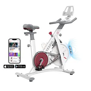 Yesoul Black Exercise Bike for Home,Smart White Cycling Bike Brake Pad/Magnetic Stationary Bike, Low Noise Indoor Cycling Bike for Home Gym Electric Stationary Bike with Tablet Mount & Comfortable Seat Cushion for Women Apartment Workout Bike for Fitness