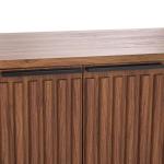 SAFAVIEH Lylia TV Stand for up to 65" Flatscreen – Walnut Brown & Black, 4 Doors with Interior Storage, Entertainment Media Console Cabinet (MED9623A)