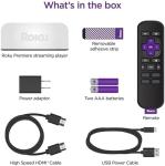 Roku 3920RW-SW Premiere - 4K/HDR Streaming Media Player, Enabled with Premium High Speed HDMI Cable & Simple Remote, Wi-Fi, with HDMI Cable and USB Extension Cord