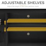 DWVO Farmhouse TV Stand with Power Outlets & LED Lights, Entertainment Center for TVs up to 80", TV Console with Storage Cabinets & Open Shelves for Living Room (Black)