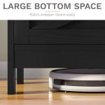 DWVO Farmhouse TV Stand with Power Outlets & LED Lights, Entertainment Center for TVs up to 80", TV Console with Storage Cabinets & Open Shelves for Living Room (Black)