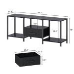 JARHETUN TV Stand with LED Lights, Entertainment Center with Open Shelves and Fabric Drawer, Media Console for 55 Inch TV, Television Stands for Living Room, Bedroom, Black