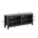 Gyger TV Stand for 65 inch TV with Storage,Modern TV Entertainment Center for Bedroom,TV Media Console Table with 4 Open Storage Shelve,55 inch Wood TV Cabinet Black