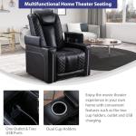 CANMOV Electric Recliner Chairs Set of 3, Breathable Faux Leather Home Theater Seating Recliner with Ambient Lighting, Power Recliner Chairs with USB Ports, Cup Holders, Hidden Arm Storage, Black