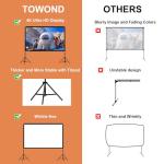 Projector Screen and Stand, Towond 100 inch Portable Movie Screen Indoor Outdoor 16:9 HD Front Rear Projection Screen with Carry Bag Wrinkle-Free and Foldable Polyester Fabric Design for Home Cinema