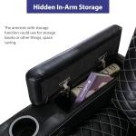 CANMOV Electric Recliner Chairs Set of 3, Breathable Faux Leather Home Theater Seating Recliner with Ambient Lighting, Power Recliner Chairs with USB Ports, Cup Holders, Hidden Arm Storage, Black