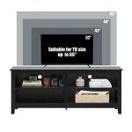 Gyger TV Stand for 65 inch TV with Storage,Modern TV Entertainment Center for Bedroom,TV Media Console Table with 4 Open Storage Shelve,55 inch Wood TV Cabinet Black