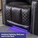 CANMOV Electric Recliner Chairs Set of 3, Breathable Faux Leather Home Theater Seating Recliner with Ambient Lighting, Power Recliner Chairs with USB Ports, Cup Holders, Hidden Arm Storage, Black