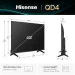 Hisense 40-Inch Class QD4 Series Hi-QLED FHD Smart Fire TV (40QD4QF, 2025 Model) - Quantum Dot Color, DTS Virtual: X, Alexa Built in, Slim Bezel Design