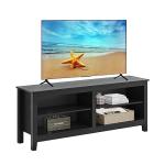 Gyger TV Stand for 65 inch TV with Storage,Modern TV Entertainment Center for Bedroom,TV Media Console Table with 4 Open Storage Shelve,55 inch Wood TV Cabinet Black
