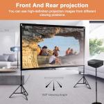 Projector Screen and Stand, Towond 100 inch Portable Movie Screen Indoor Outdoor 16:9 HD Front Rear Projection Screen with Carry Bag Wrinkle-Free and Foldable Polyester Fabric Design for Home Cinema