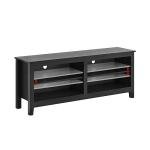 Gyger TV Stand for 65 inch TV with Storage,Modern TV Entertainment Center for Bedroom,TV Media Console Table with 4 Open Storage Shelve,55 inch Wood TV Cabinet Black