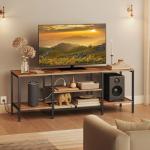 HOOBRO TV Stand with Power Outlets, Rustic Brown