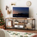 HOOBRO TV Stand with Power Outlets, Rustic Brown